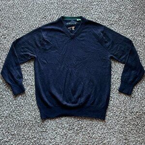 Navy Blue Orvis Vintage 90s Merino Wool Mens Medium Sweater